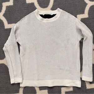 & OTHER STORIES women’s white tech weave crew neck sweater- so cool